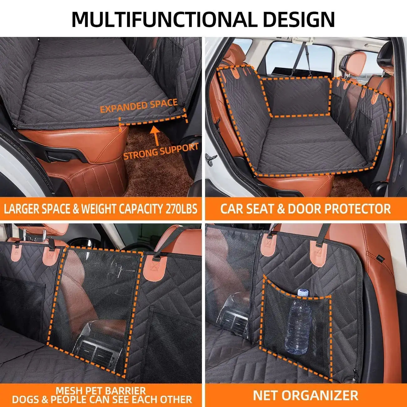 Zalorya 2.0™ – Premium Hard-Base Dog Car Seat Cover